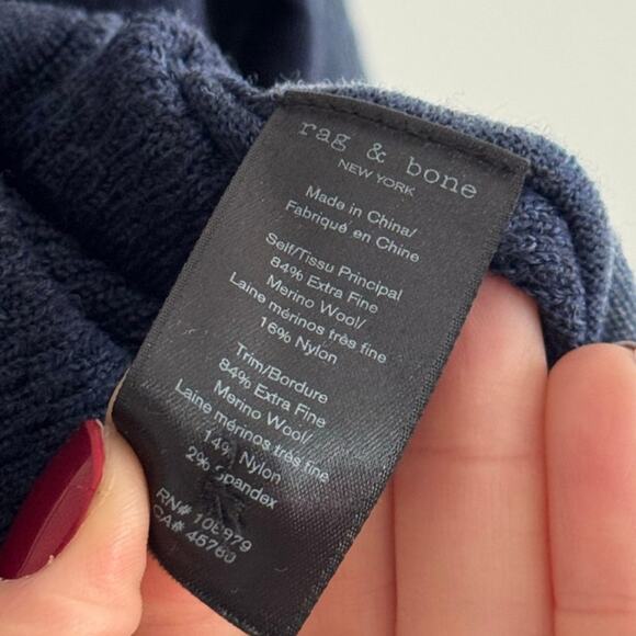 RAG & BONE Henley Two Tone Blue Waffle Knit Long Sleeve Shirt Size XL - Picture 5 of 6